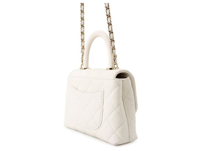Coco Handle Chanel Matelassé Mini Handtasche Weiß - Ansicht 2