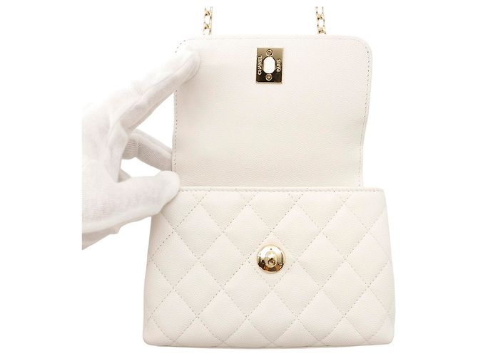 Coco Handle Chanel Matelassé Mini Handtasche Weiß - Ansicht 5