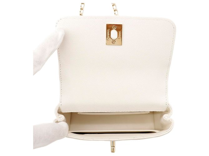 Coco Handle Chanel Matelassé Mini Handtasche Weiß - Ansicht 6