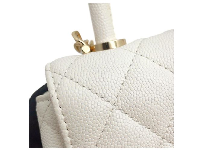 Coco Handle Chanel Matelassé Mini Handtasche Weiß - Ansicht 8