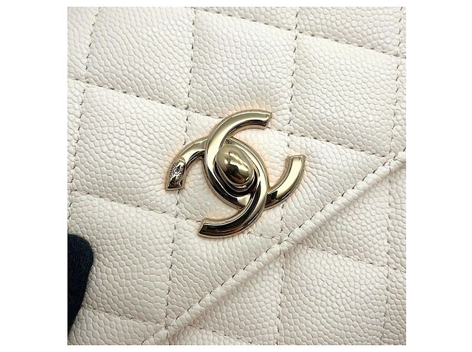 Coco Handle Chanel Matelassé Mini Handtasche Weiß - Ansicht 9