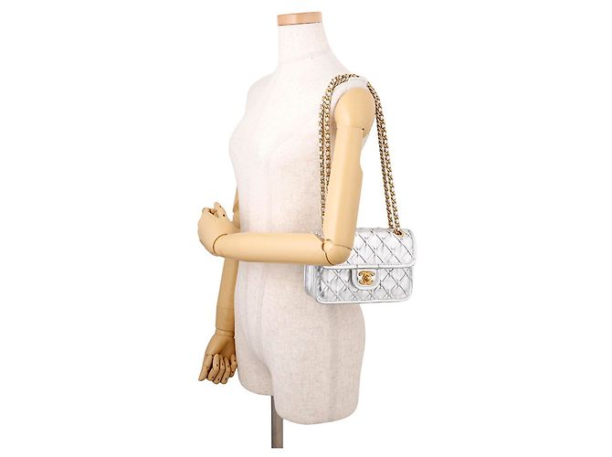 Borsa a tracolla Chanel Mini Flap con catena Argento - vista 4