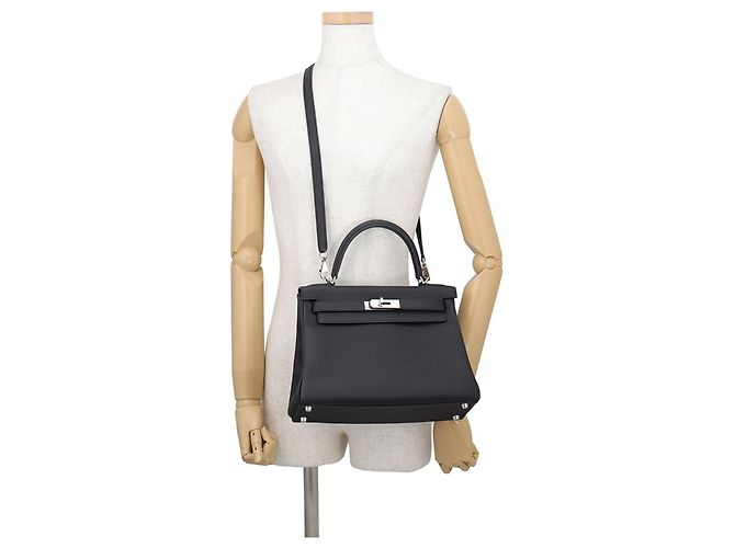 Hermès Borsa Hermes Kelly 28 in pelle Togo nera Nero - vista 4