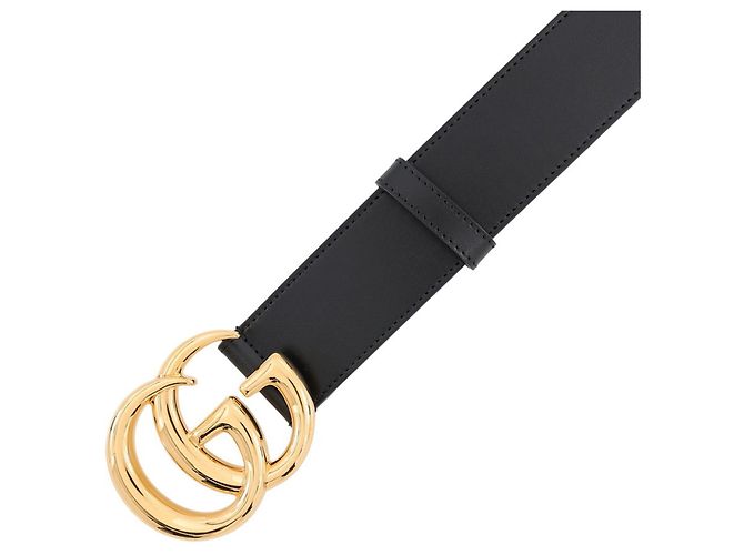 Gucci Double G breiter Ledergürtel Schwarz - Ansicht 4
