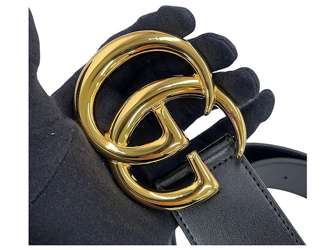 Gucci Double G breiter Ledergürtel Schwarz - Ansicht 8