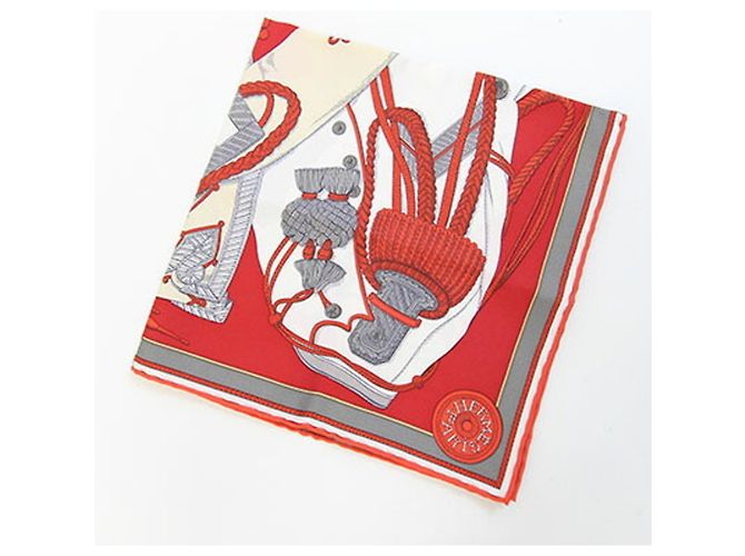 Hermès Foulard di seta rosso Hermes - vista 4