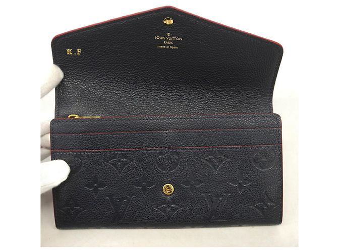 Louis Vuitton Monogram Empreinte Portefeuille Sarah Long Wallet - Marine Rouge Rosso - vista 8