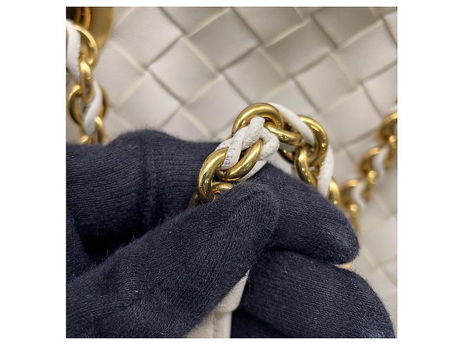 Borsa a tracolla Bottega Veneta Intrecciato con catena Bianco - vista 10