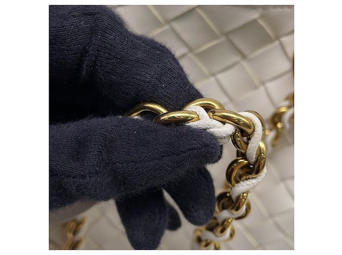 Borsa a tracolla Bottega Veneta Intrecciato con catena Bianco - vista 11