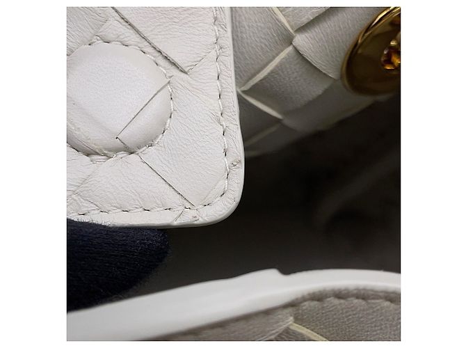 Borsa a tracolla Bottega Veneta Intrecciato con catena Bianco - vista 13