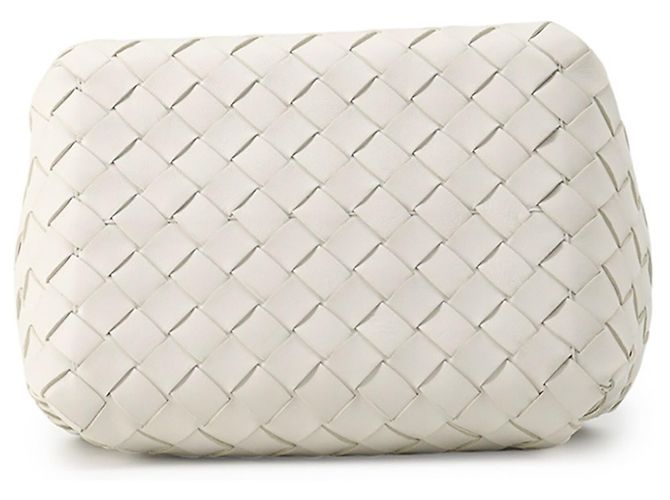 Borsa a tracolla Bottega Veneta Intrecciato con catena Bianco - vista 3