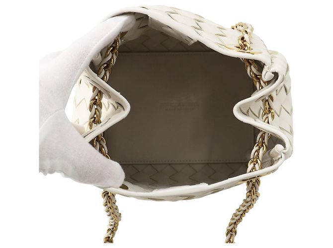 Borsa a tracolla Bottega Veneta Intrecciato con catena Bianco - vista 6