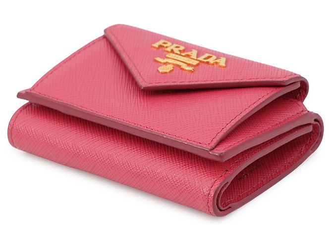 Cartera Prada Saffiano Tri-fold Rosa - vista 2