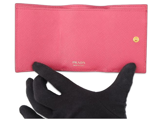 Cartera Prada Saffiano Tri-fold Rosa - vista 4