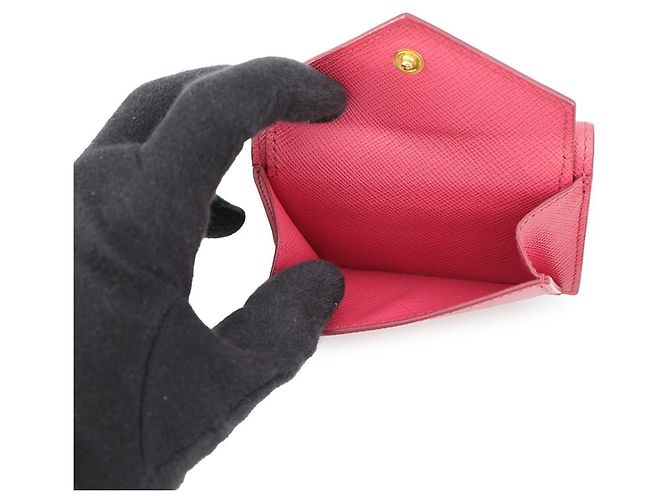 Cartera Prada Saffiano Tri-fold Rosa - vista 6