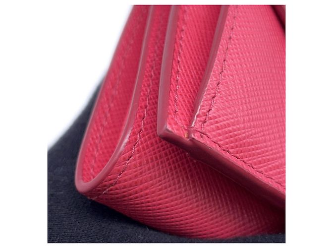 Cartera Prada Saffiano Tri-fold Rosa - vista 8