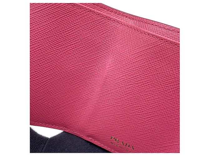 Cartera Prada Saffiano Tri-fold Rosa - vista 9