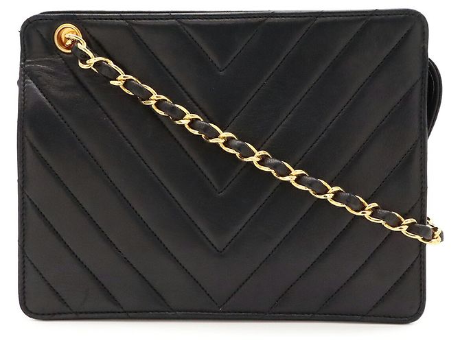 Borsa a tracolla con catena Chanel V-Stitch Nero - vista 2