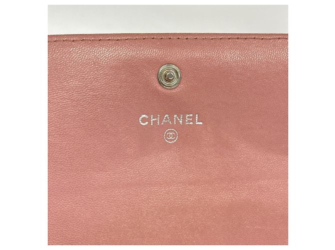 Portafoglio lungo Chanel in pelle d'agnello rosa - vista 4