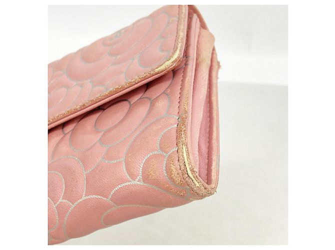 Portafoglio lungo Chanel in pelle d'agnello rosa - vista 5