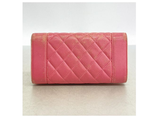 Cartera larga Chanel Mademoiselle de piel de cordero Rosa - vista 8