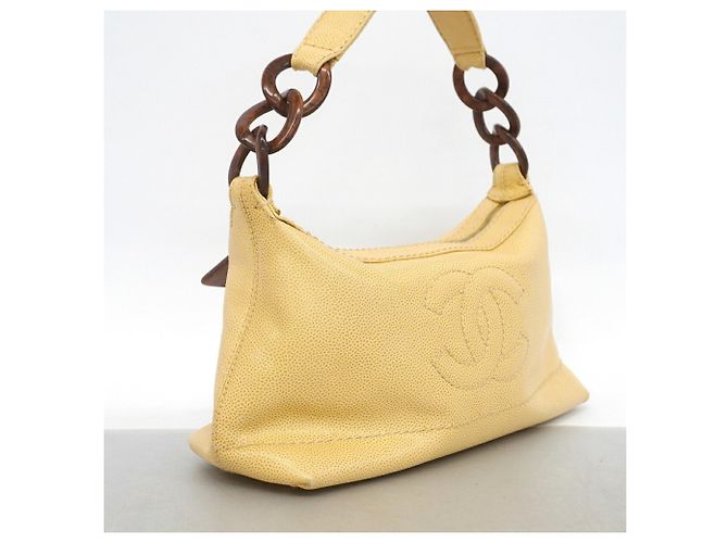 Borsa Chanel in vitello martellato beige - vista 2