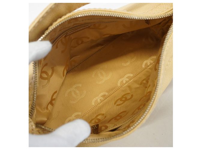Borsa Chanel in vitello martellato beige - vista 4