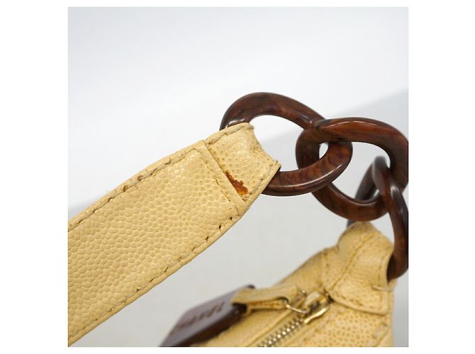 Borsa Chanel in vitello martellato beige - vista 9