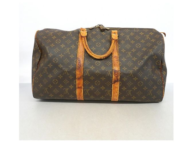 Borsa Louis Vuitton Boston Monogram Keepall 50 Marrone - vista 12
