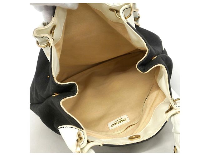 Borsa Tote Chanel in pelle nera e tela Nero - vista 4