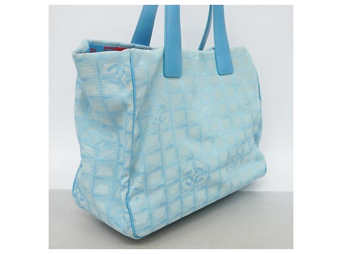 Borsa Tote Chanel New Travel in nylon Blu - vista 2