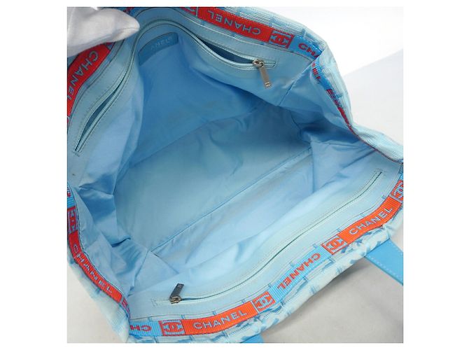 Borsa Tote Chanel New Travel in nylon Blu - vista 4