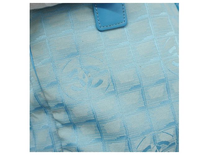 Borsa Tote Chanel New Travel in nylon Blu - vista 8