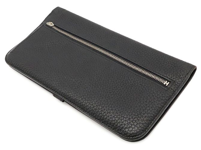 Hermès Portafoglio bi-fold Hermes Dogon Rect Verso Long in pelle Togo nera Nero - vista 3