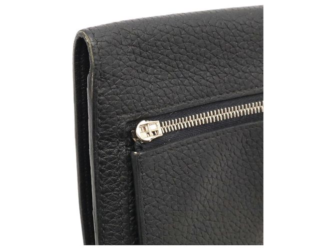 Hermès Portafoglio bi-fold Hermes Dogon Rect Verso Long in pelle Togo nera Nero - vista 6