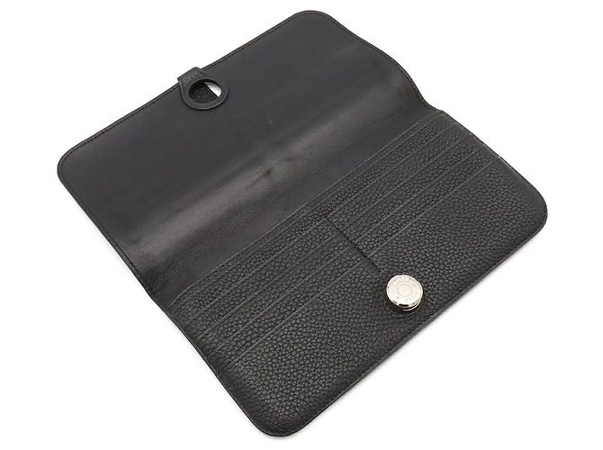 Hermès Portafoglio bi-fold Hermes Dogon Rect Verso Long in pelle Togo nera Nero - vista 8