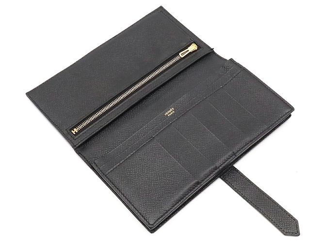 Hermès Cartera larga bi-fold Hermes Bearn Soufflé Negro - vista 6