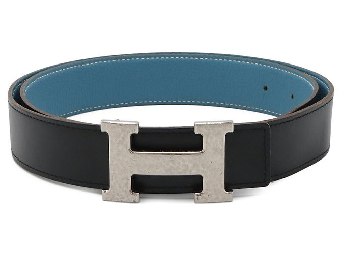 Hermès Hermes H-Martre Wendelgürtel mit H-Schnalle Schwarz Blau - Ansicht 2