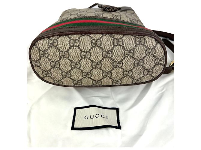 Borsa secchiello piccola Gucci GG Supreme Ophidia Web marrone - vista 3