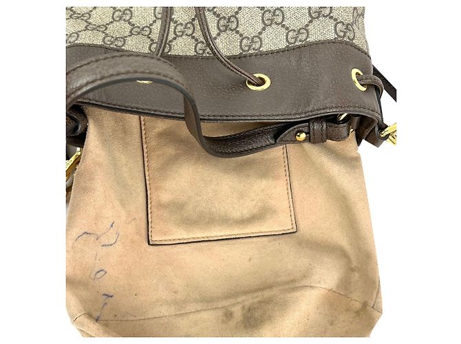 Borsa secchiello piccola Gucci GG Supreme Ophidia Web marrone - vista 7