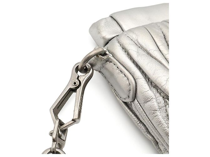 Borsa a spalla Miu Miu Matelassé Gather Argento Metallico - vista 5