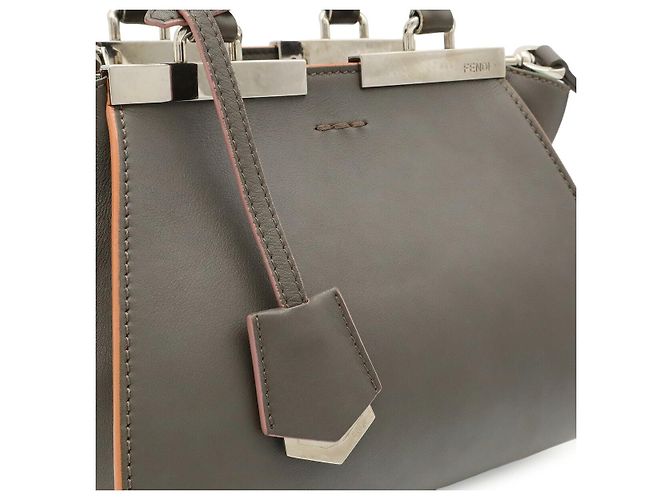 Borsa 2-Way Fendi Petit Trois Jour Mini Grigio - vista 9