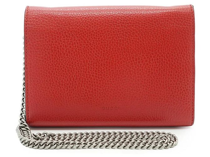 Borsa a tracolla in pelle Gucci Dionysus Chain Wallet Rosso - vista 3