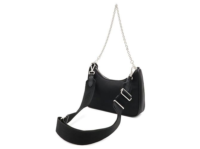 Prada Re-Edition 2005 Schultertasche mit Kette Schwarz - Ansicht 2