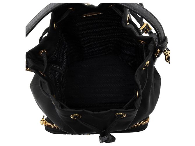 Prada Re-Nylon Duet Beuteltasche mit Kordzug Schwarz - Ansicht 6