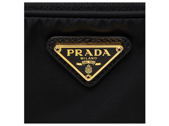 Prada Re-Nylon Duet Beuteltasche mit Kordzug Schwarz - Ansicht 8