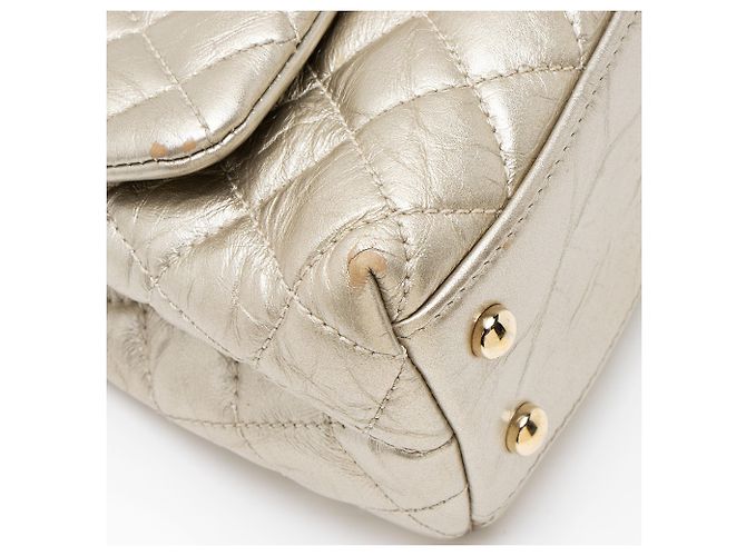 Gabrielle Sac Chanel Coco Top Handle Medium Flap Bag en veau vieilli métallisé Doré - vue 10