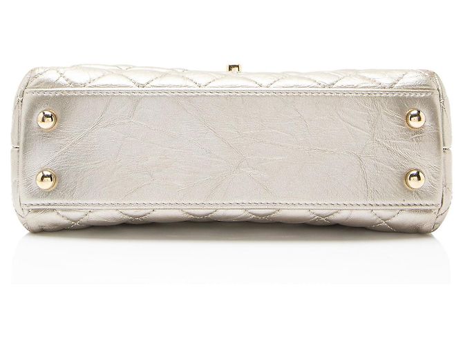 Gabrielle Sac Chanel Coco Top Handle Medium Flap Bag en veau vieilli métallisé Doré - vue 4