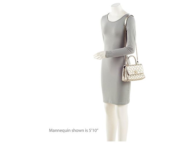 Gabrielle Sac Chanel Coco Top Handle Medium Flap Bag en veau vieilli métallisé Doré - vue 5