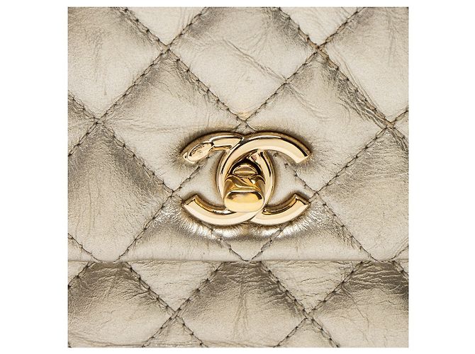 Gabrielle Sac Chanel Coco Top Handle Medium Flap Bag en veau vieilli métallisé Doré - vue 9